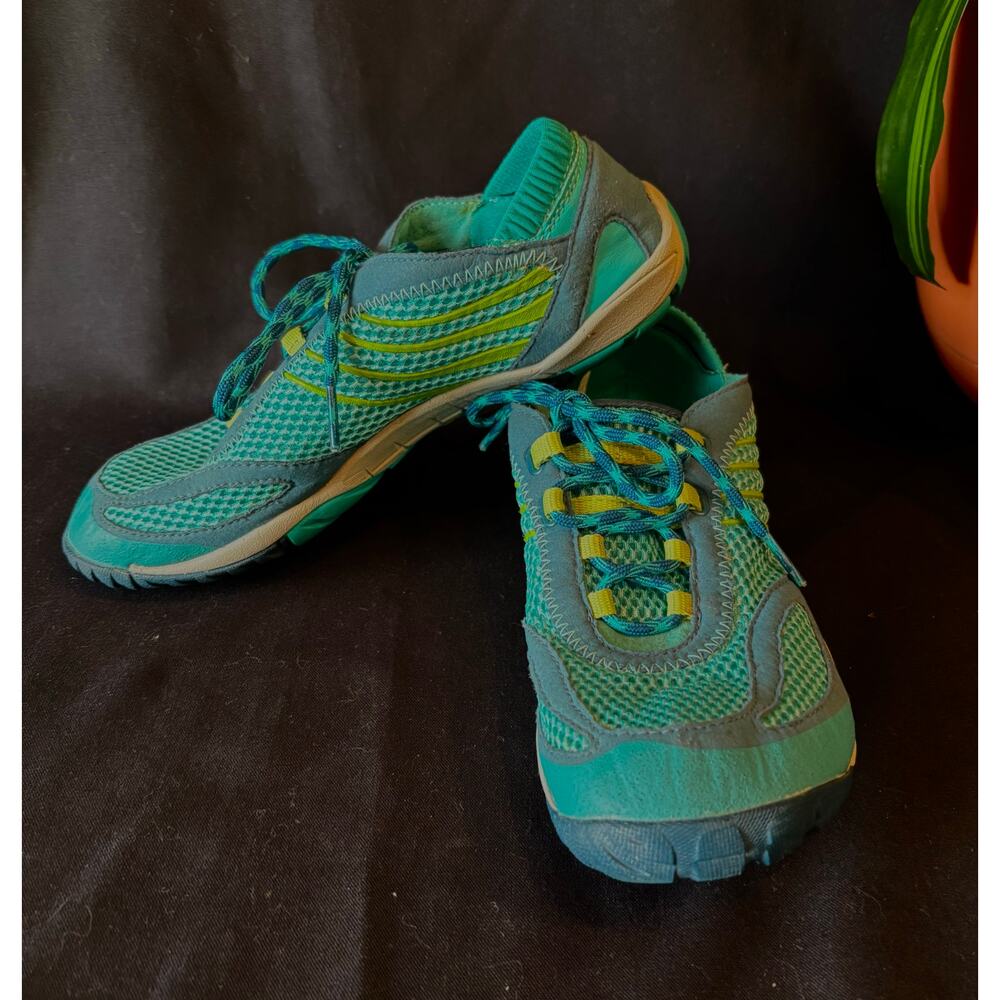 Women’s Merrell Pace Glove Carribbean Sea Teal Vibram Barefoot Shoes, size 7